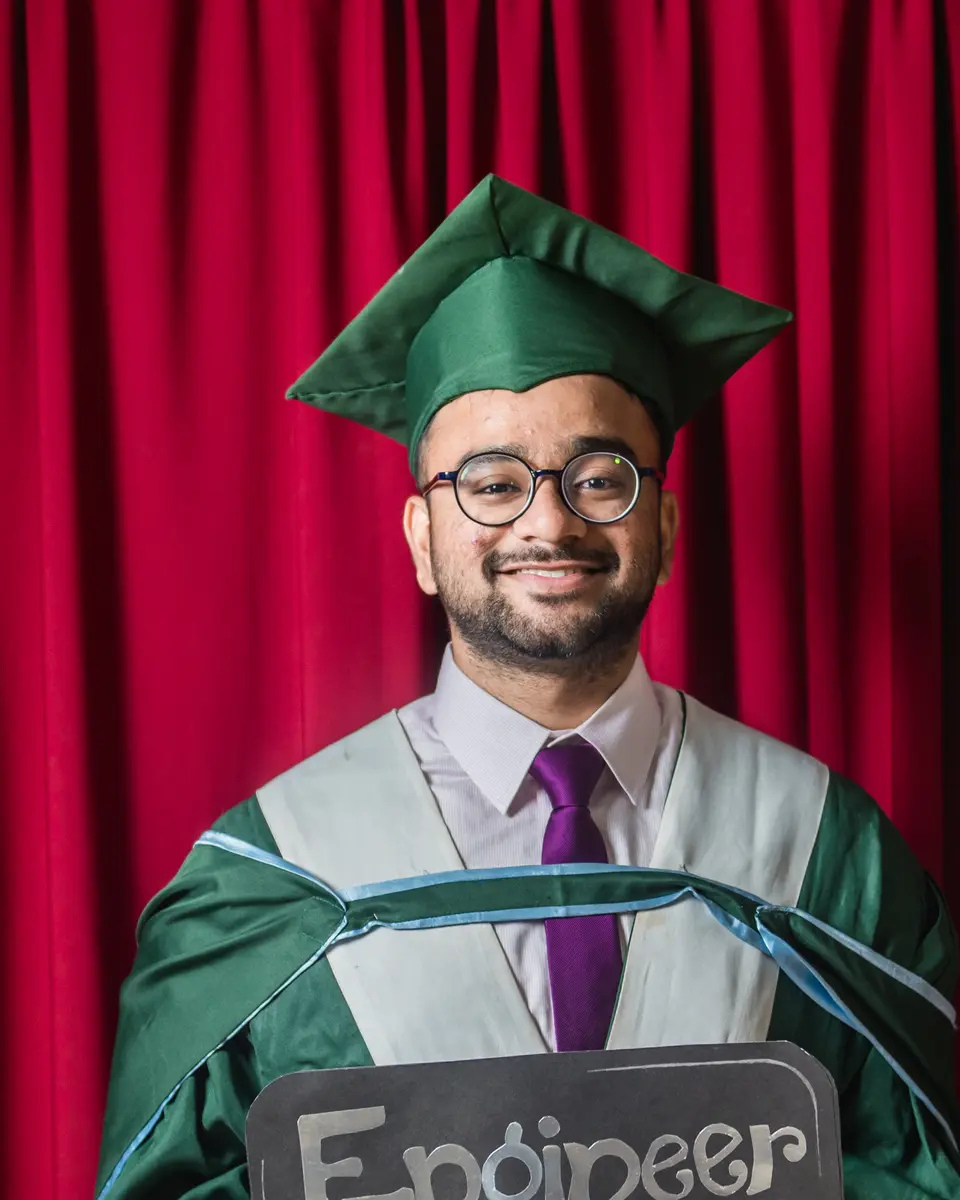 Mohammed Saidul Islam wearing a graduation cap and gown
